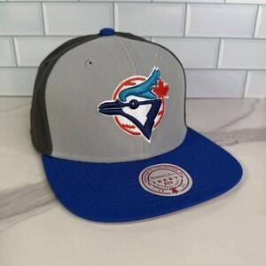 Toronto Blue Jays Hat Snap Back Mens OSFA Gray Blue Mitchell Ness Baseball Retro